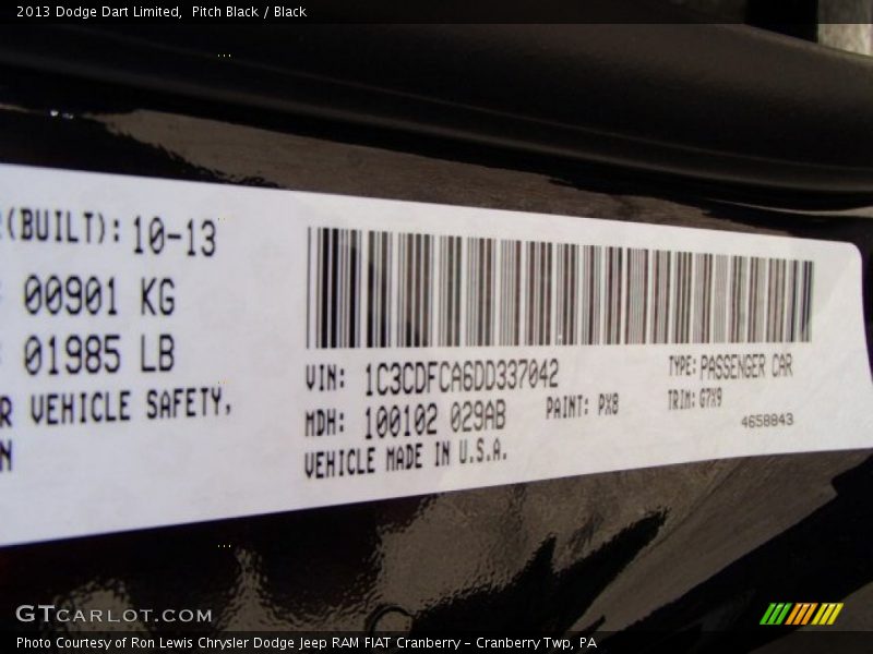 Pitch Black / Black 2013 Dodge Dart Limited