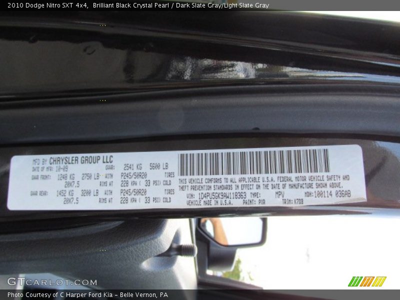 Brilliant Black Crystal Pearl / Dark Slate Gray/Light Slate Gray 2010 Dodge Nitro SXT 4x4