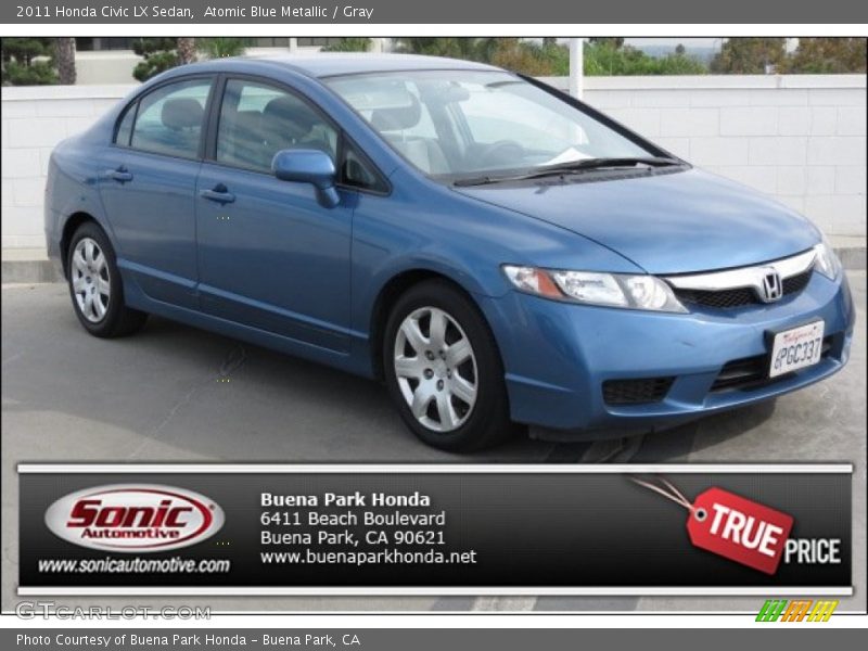 Atomic Blue Metallic / Gray 2011 Honda Civic LX Sedan
