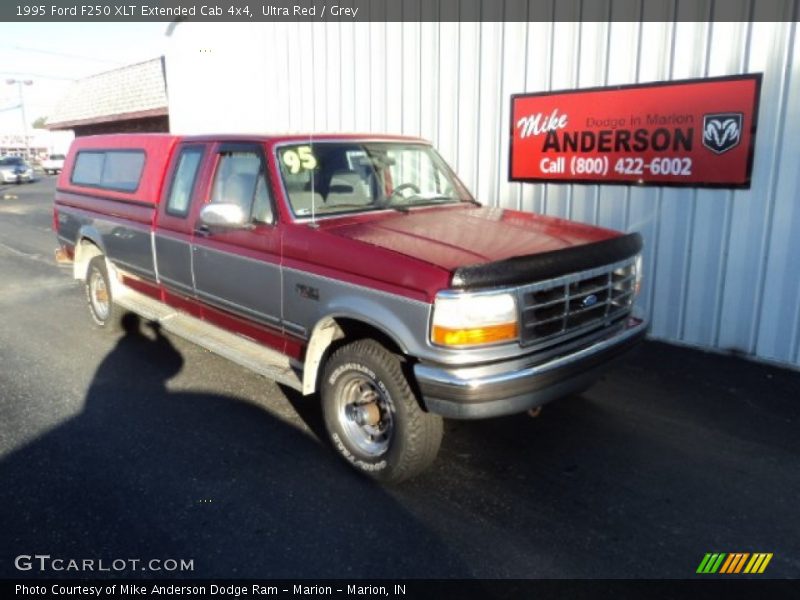 Ultra Red / Grey 1995 Ford F250 XLT Extended Cab 4x4