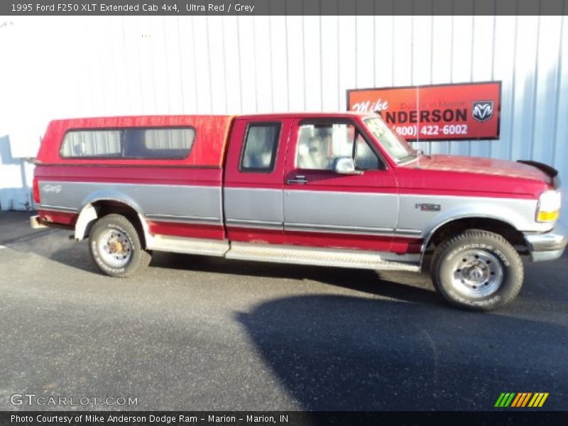 Ultra Red / Grey 1995 Ford F250 XLT Extended Cab 4x4