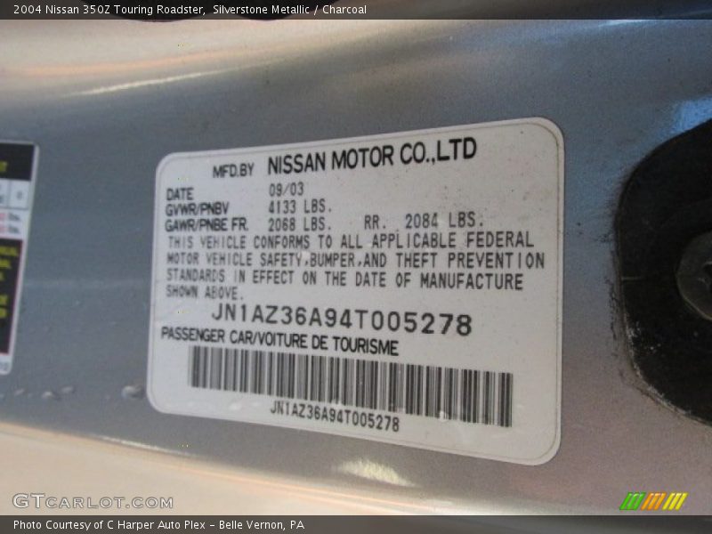 Silverstone Metallic / Charcoal 2004 Nissan 350Z Touring Roadster