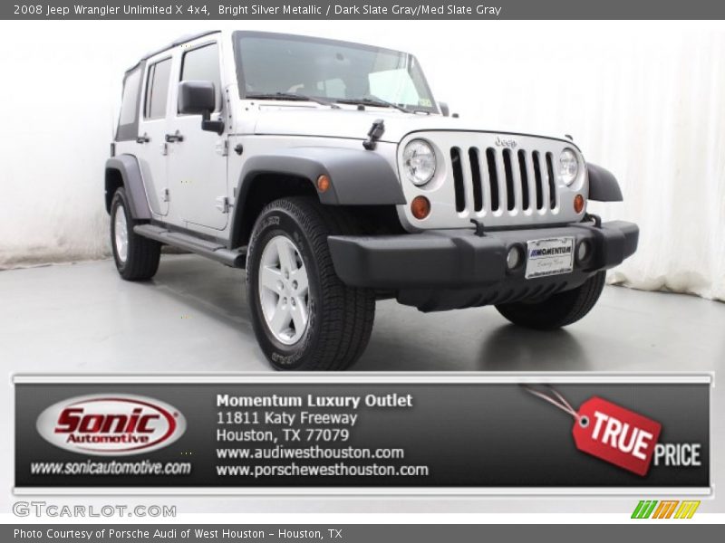 Bright Silver Metallic / Dark Slate Gray/Med Slate Gray 2008 Jeep Wrangler Unlimited X 4x4
