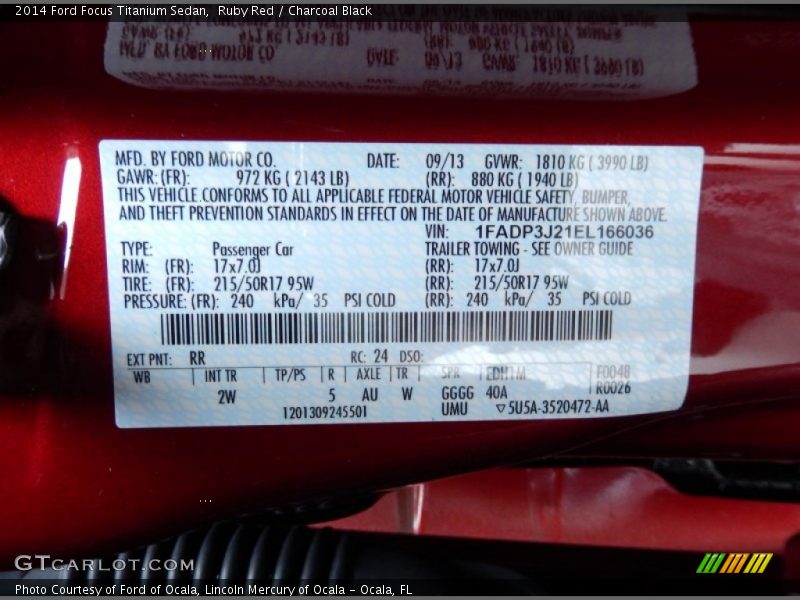 Ruby Red / Charcoal Black 2014 Ford Focus Titanium Sedan