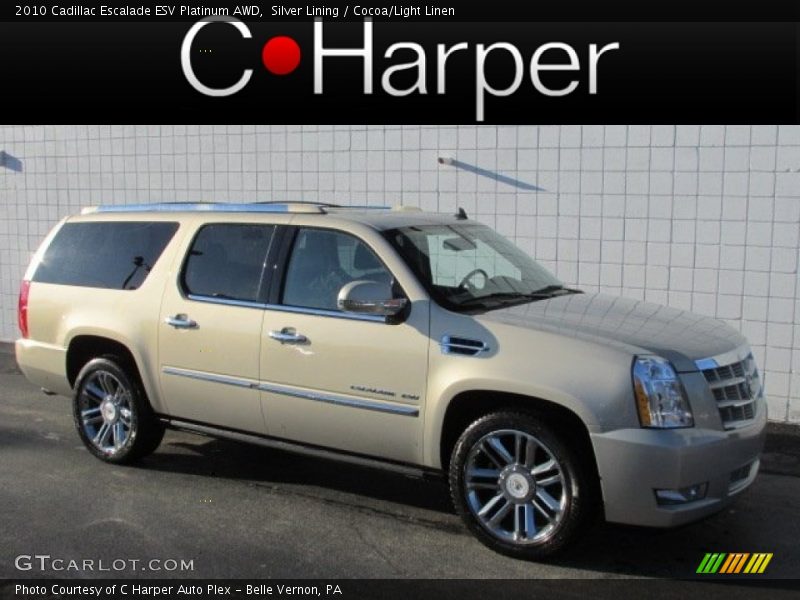 Silver Lining / Cocoa/Light Linen 2010 Cadillac Escalade ESV Platinum AWD