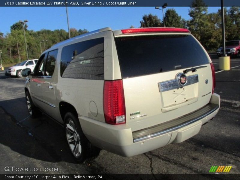 Silver Lining / Cocoa/Light Linen 2010 Cadillac Escalade ESV Platinum AWD