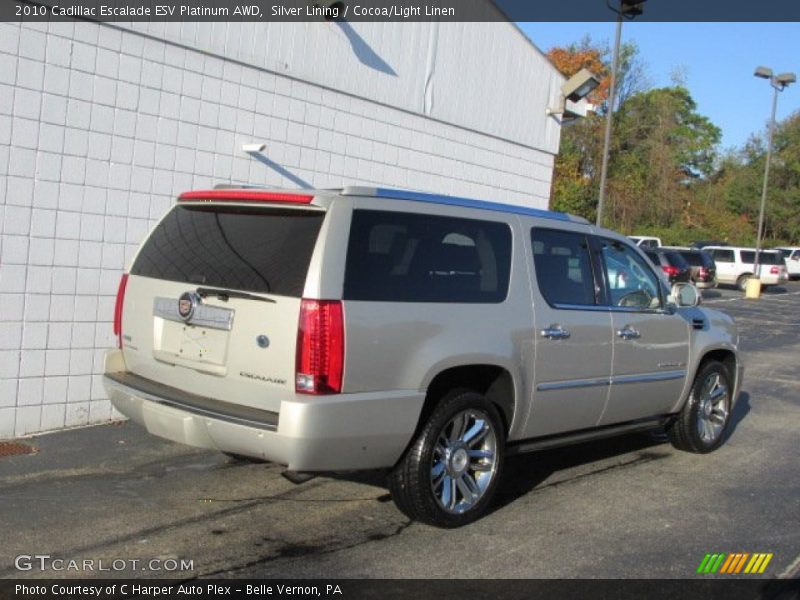 Silver Lining / Cocoa/Light Linen 2010 Cadillac Escalade ESV Platinum AWD