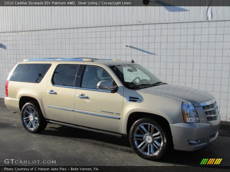 Silver Lining / Cocoa/Light Linen 2010 Cadillac Escalade ESV Platinum AWD