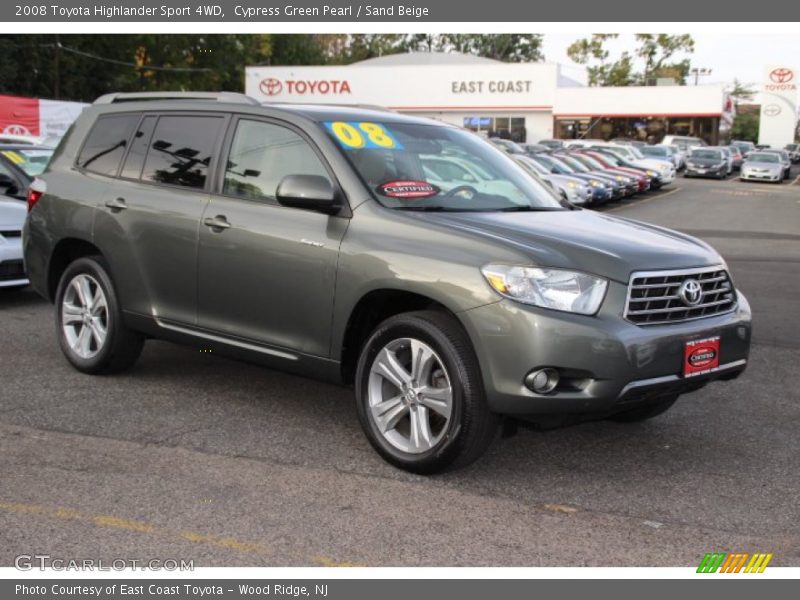 Cypress Green Pearl / Sand Beige 2008 Toyota Highlander Sport 4WD