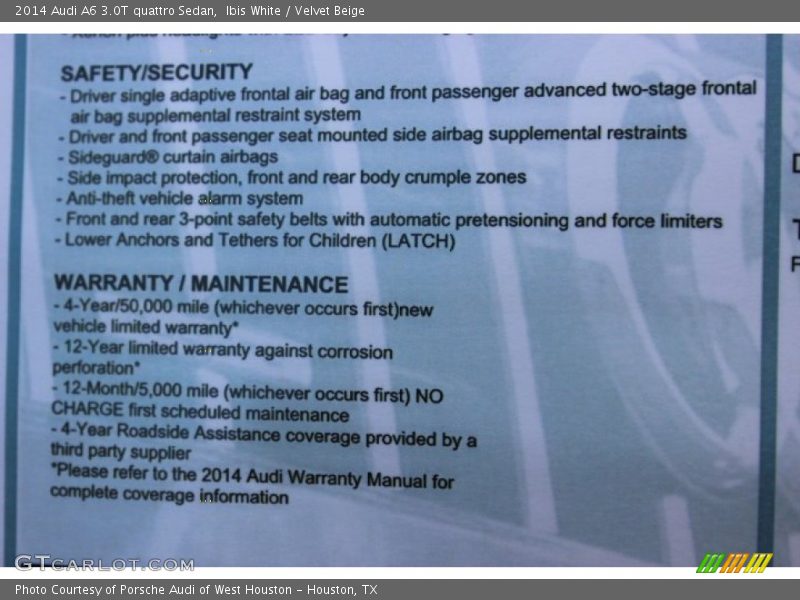 Ibis White / Velvet Beige 2014 Audi A6 3.0T quattro Sedan