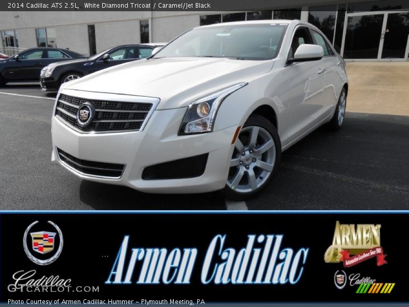 White Diamond Tricoat / Caramel/Jet Black 2014 Cadillac ATS 2.5L