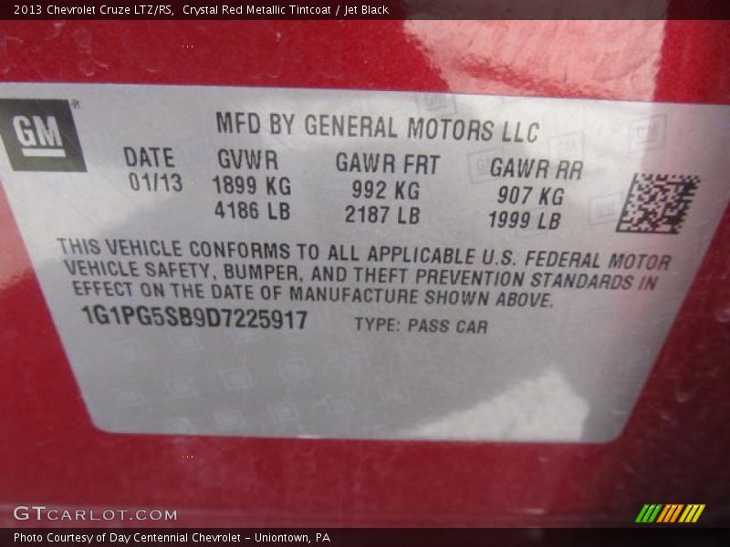 Crystal Red Metallic Tintcoat / Jet Black 2013 Chevrolet Cruze LTZ/RS