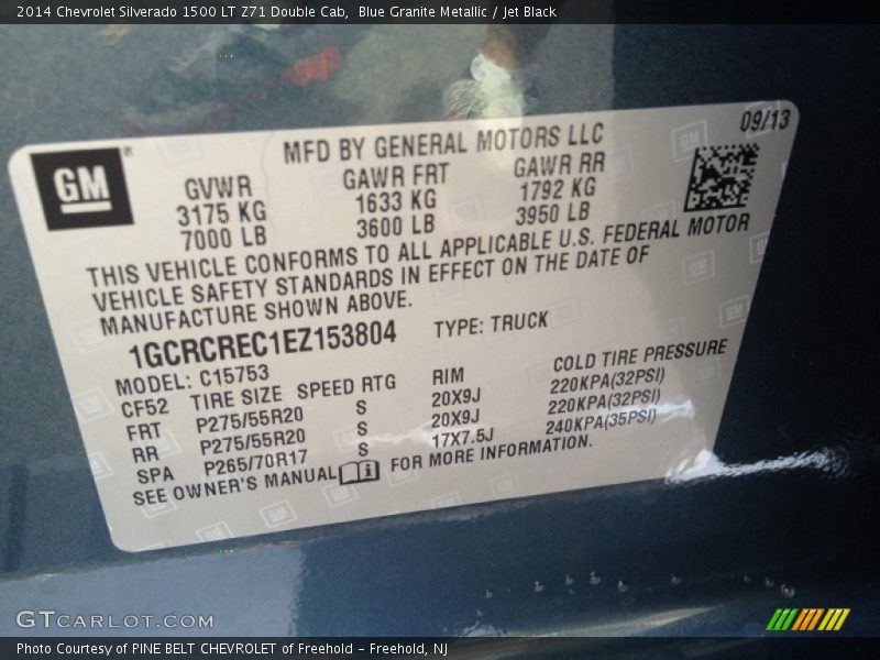 Blue Granite Metallic / Jet Black 2014 Chevrolet Silverado 1500 LT Z71 Double Cab