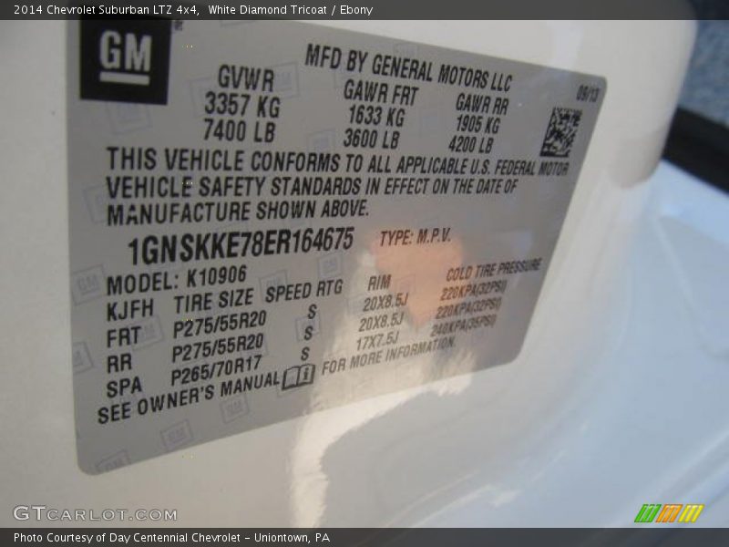 White Diamond Tricoat / Ebony 2014 Chevrolet Suburban LTZ 4x4