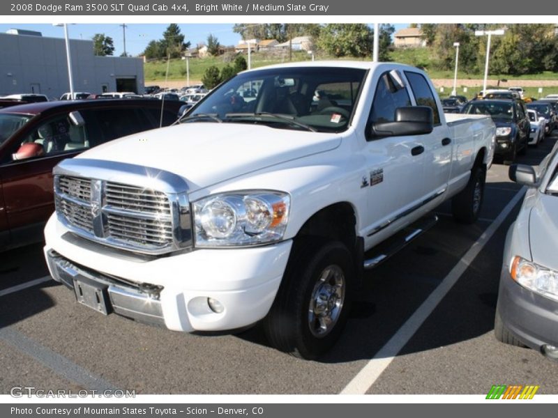 Bright White / Medium Slate Gray 2008 Dodge Ram 3500 SLT Quad Cab 4x4