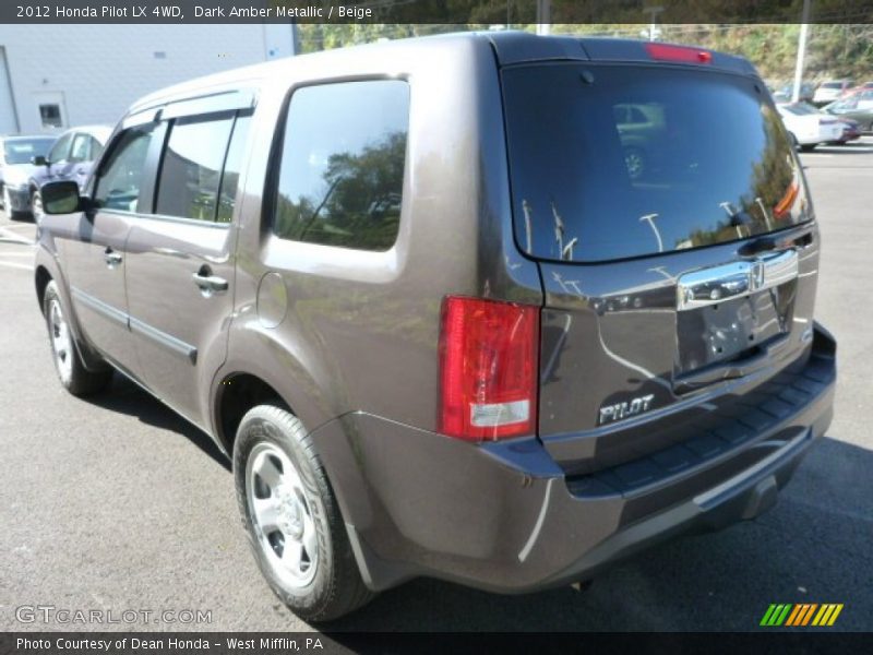 Dark Amber Metallic / Beige 2012 Honda Pilot LX 4WD