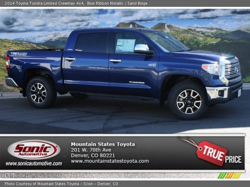 Blue Ribbon Metallic / Sand Beige 2014 Toyota Tundra Limited Crewmax 4x4