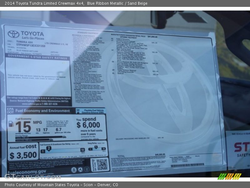Blue Ribbon Metallic / Sand Beige 2014 Toyota Tundra Limited Crewmax 4x4