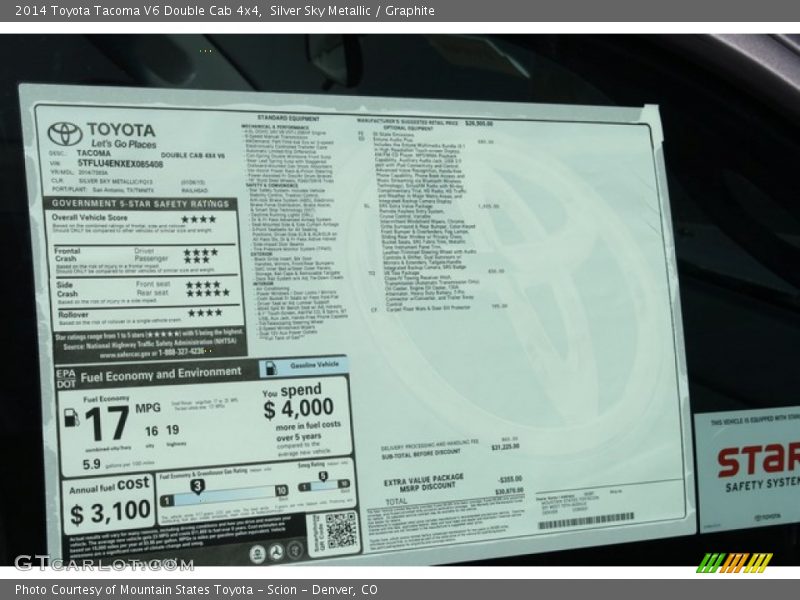 Silver Sky Metallic / Graphite 2014 Toyota Tacoma V6 Double Cab 4x4