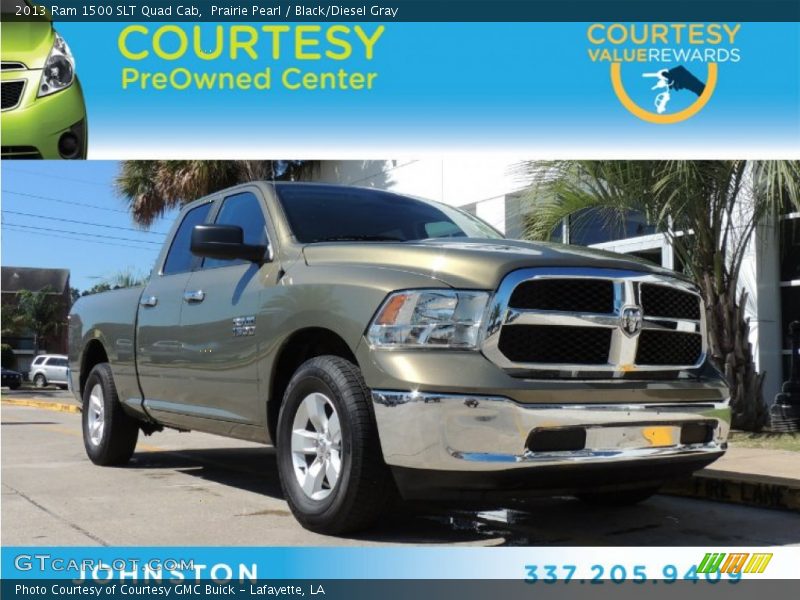 Prairie Pearl / Black/Diesel Gray 2013 Ram 1500 SLT Quad Cab