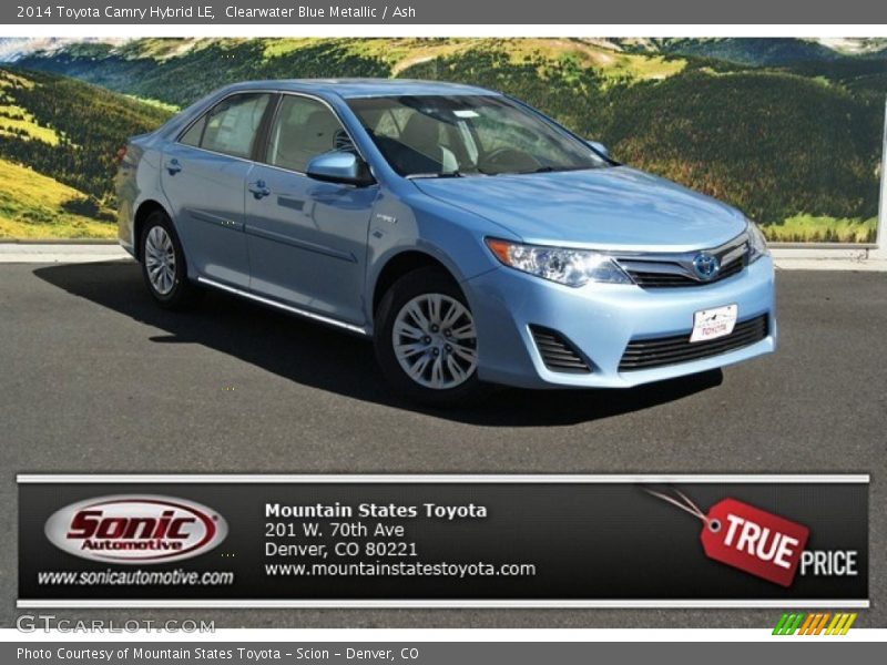 Clearwater Blue Metallic / Ash 2014 Toyota Camry Hybrid LE