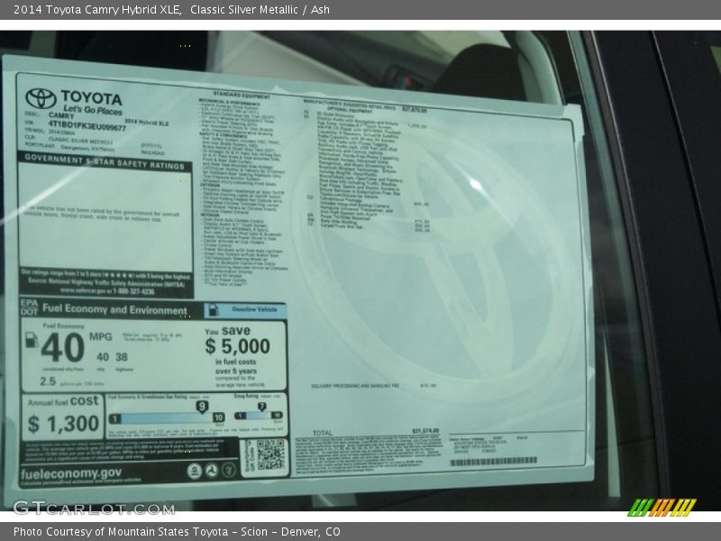 Classic Silver Metallic / Ash 2014 Toyota Camry Hybrid XLE