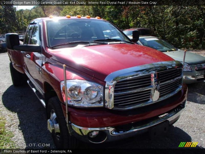 Inferno Red Crystal Pearl / Medium Slate Gray 2008 Dodge Ram 3500 Laramie Quad Cab 4x4 Dually