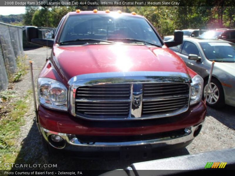 Inferno Red Crystal Pearl / Medium Slate Gray 2008 Dodge Ram 3500 Laramie Quad Cab 4x4 Dually