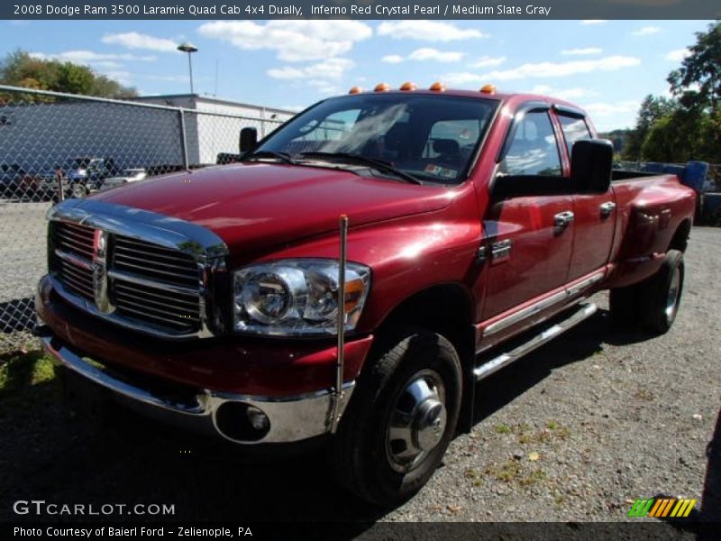 Inferno Red Crystal Pearl / Medium Slate Gray 2008 Dodge Ram 3500 Laramie Quad Cab 4x4 Dually