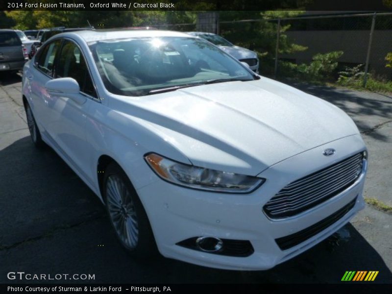 Oxford White / Charcoal Black 2014 Ford Fusion Titanium