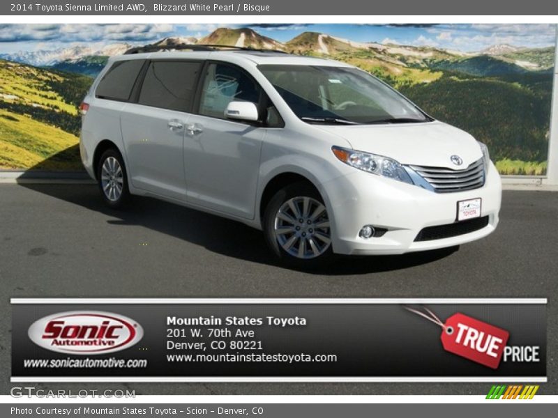 Blizzard White Pearl / Bisque 2014 Toyota Sienna Limited AWD