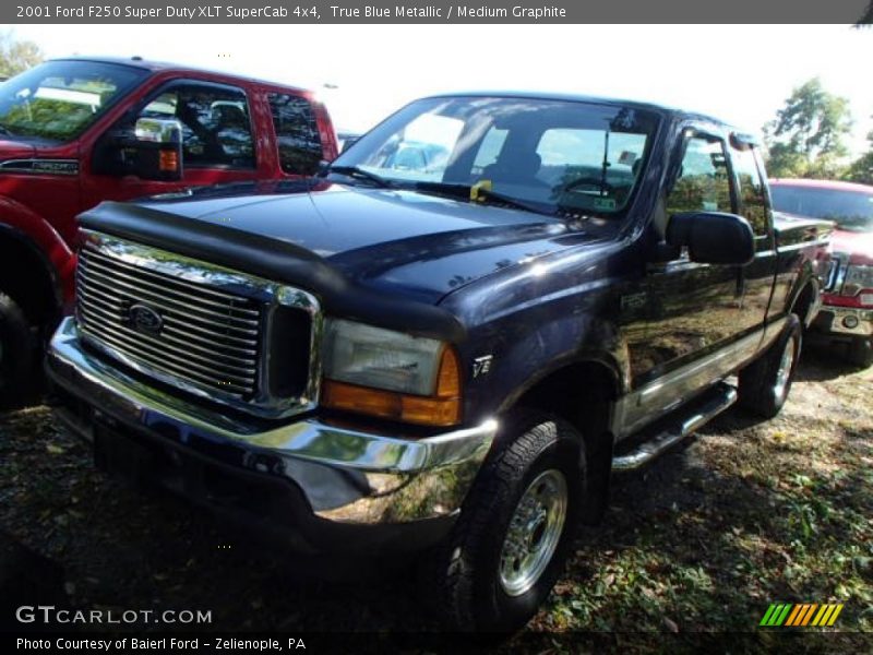 True Blue Metallic / Medium Graphite 2001 Ford F250 Super Duty XLT SuperCab 4x4