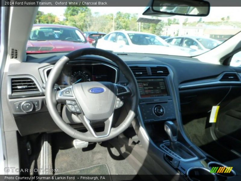 Oxford White / Charcoal Black 2014 Ford Fusion Titanium