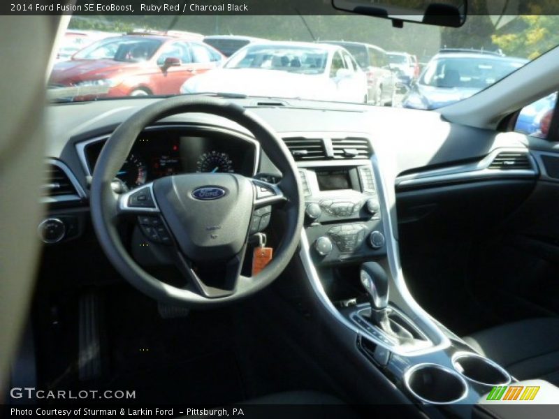 Ruby Red / Charcoal Black 2014 Ford Fusion SE EcoBoost