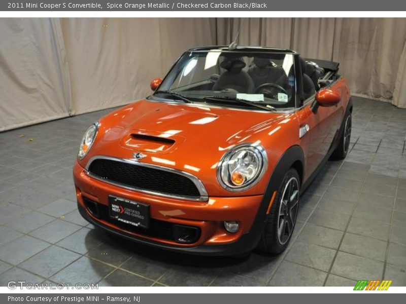 Spice Orange Metallic / Checkered Carbon Black/Black 2011 Mini Cooper S Convertible