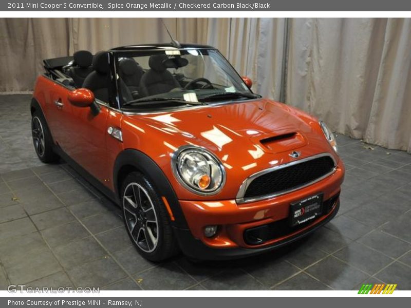 Spice Orange Metallic / Checkered Carbon Black/Black 2011 Mini Cooper S Convertible