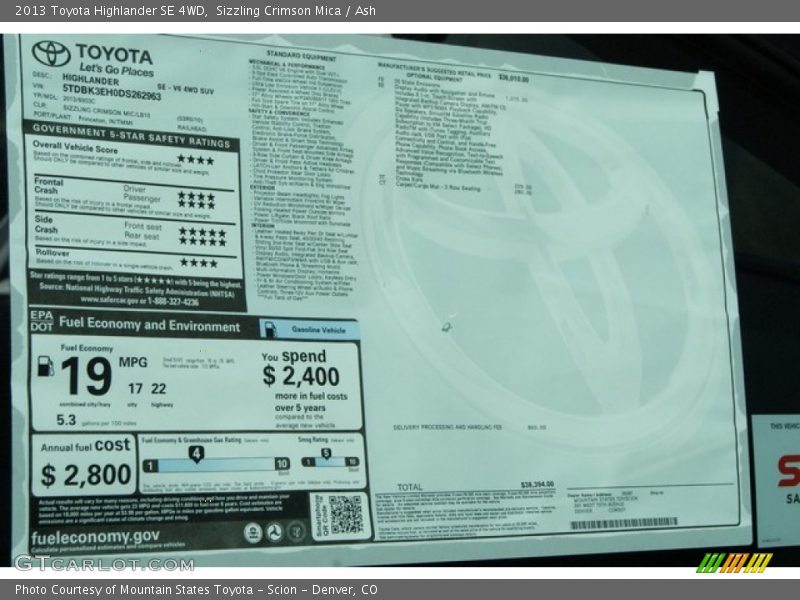 Sizzling Crimson Mica / Ash 2013 Toyota Highlander SE 4WD