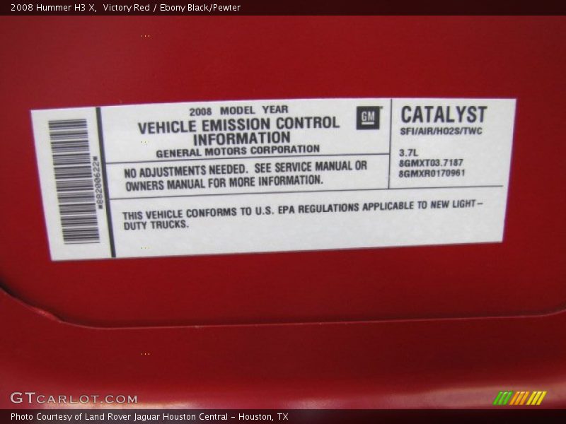 Victory Red / Ebony Black/Pewter 2008 Hummer H3 X