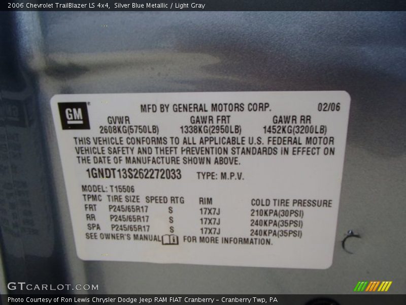 Silver Blue Metallic / Light Gray 2006 Chevrolet TrailBlazer LS 4x4