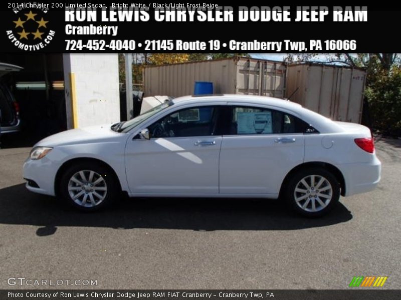 Bright White / Black/Light Frost Beige 2014 Chrysler 200 Limited Sedan