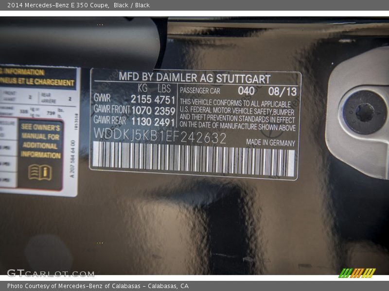 Black / Black 2014 Mercedes-Benz E 350 Coupe