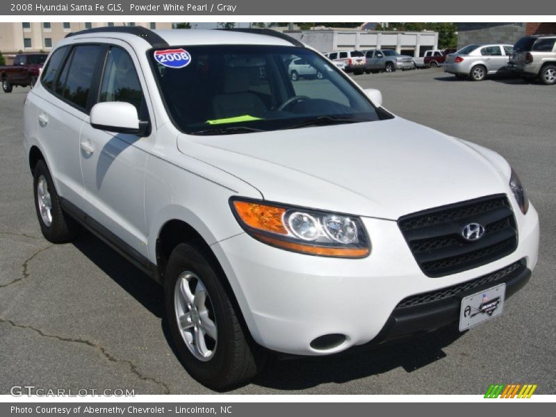 Powder White Pearl / Gray 2008 Hyundai Santa Fe GLS