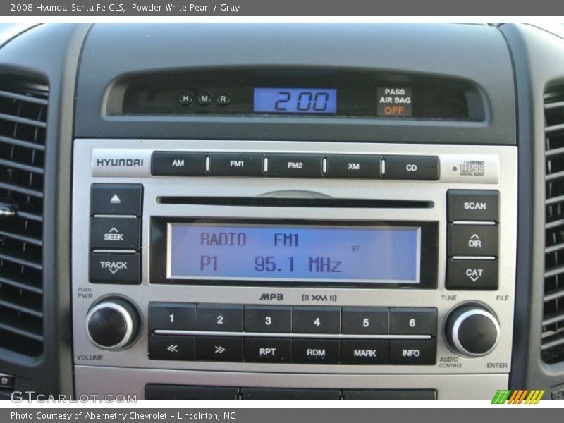 Powder White Pearl / Gray 2008 Hyundai Santa Fe GLS