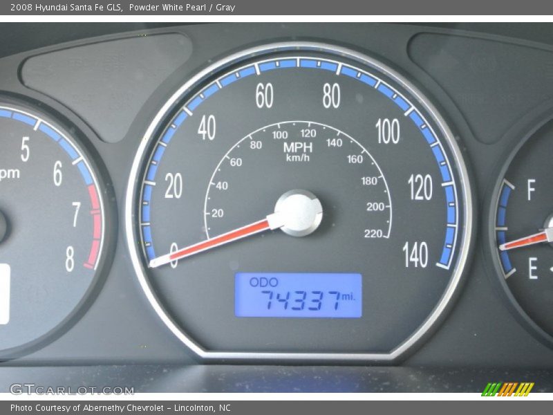 Powder White Pearl / Gray 2008 Hyundai Santa Fe GLS