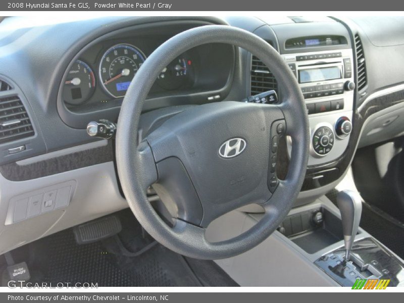 Powder White Pearl / Gray 2008 Hyundai Santa Fe GLS