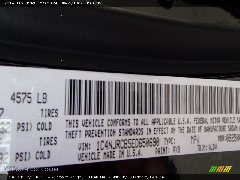 Black / Dark Slate Gray 2014 Jeep Patriot Limited 4x4