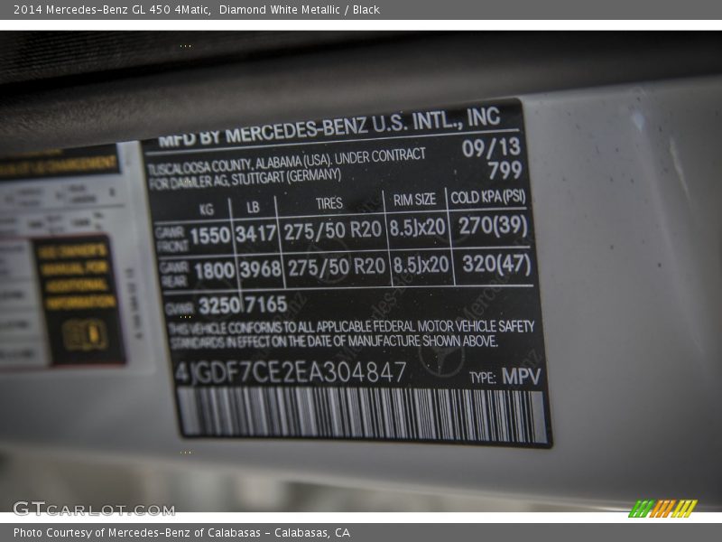 Diamond White Metallic / Black 2014 Mercedes-Benz GL 450 4Matic