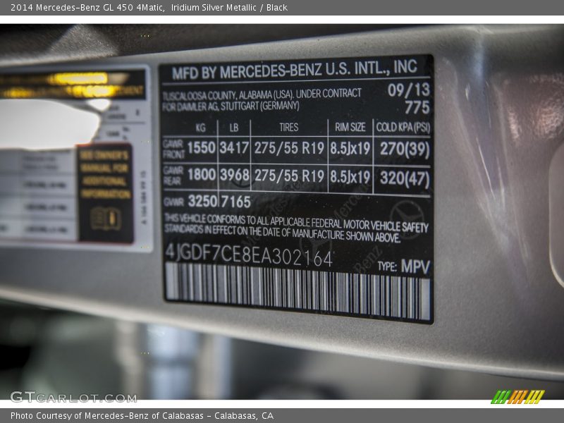 Iridium Silver Metallic / Black 2014 Mercedes-Benz GL 450 4Matic