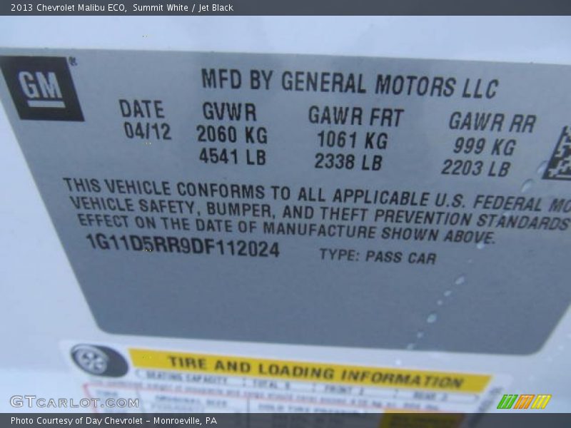 Summit White / Jet Black 2013 Chevrolet Malibu ECO