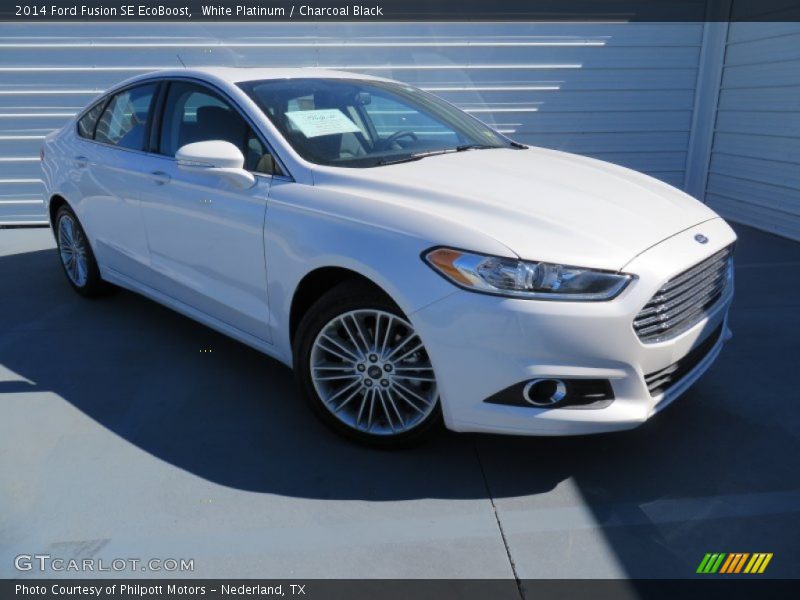 White Platinum / Charcoal Black 2014 Ford Fusion SE EcoBoost